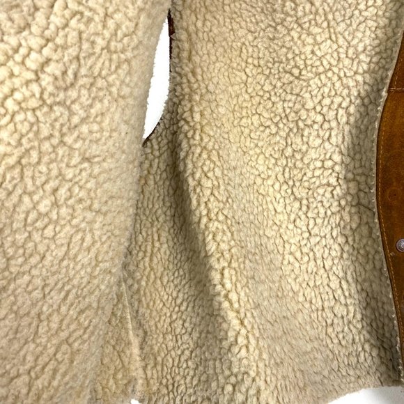 Vintage 70s 80s Trucker Vest Men's Sz 46 shearling Fur lined Suede leather AS IS - Picture 5 of 11